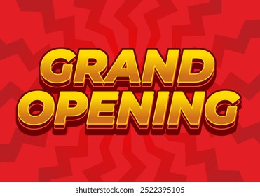 Grand opening. Text effect design in modern colors with 3D style