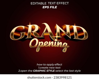 grand opening text effect, font editable, typography, 3d text. vector template