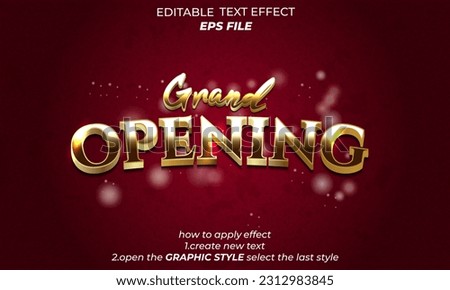 grand opening text effect, font editable, typography, 3d text 