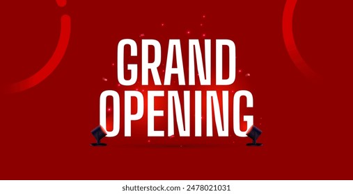 Grand opening text with lighting and red background vector