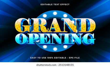 grand opening text style effect template, 3D glow light editable text effect