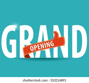 Grand opening typography design over a bright background, vector illustration