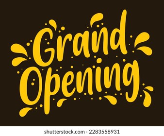 Grand opening typography on dark background