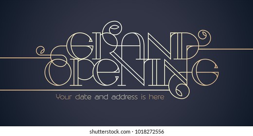 Grand opening vector background. Elegant lettering design element for poster or banner for opening ceremony