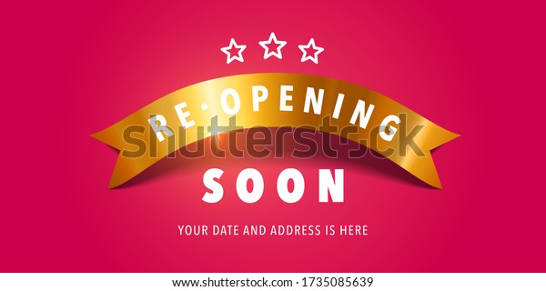 Grand opening or re opening vector background.\
Golden ribbon design element for poster or banner for opening or\
re-opening event