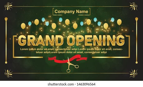 Grand opening vector background template. Banner or backdrop for opening ceremony. Grand opening vector banner, poster, illustration. Light board sticker print. Decoration for opening ceremony.