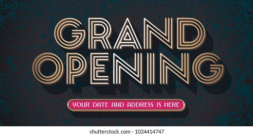 Grand Opening Vector Banner, Illustration. Template Design Element With Golden Sign For New Store Opening Ceremony