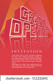 Grand Opening Vector Banner, Illustration, Flyer, Poster. Template Design Element With 3d Letters For Opening Ceremony, Shop, Startup