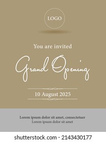 Grand Opening Vector Banner, Poster, Illustration. Unusual Design Element , Style Font And Frame For Opening Ceremony , RYou Are Invited Invitation Card