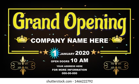 Grand opening vector banner template. Banner or backdrop for opening ceremony. Grand opening vector banner, poster, illustration. PVC print template. Decoration for opening ceremony.
