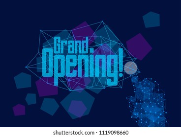 grand opening, vector beautiful greeting card or label with technology theme.