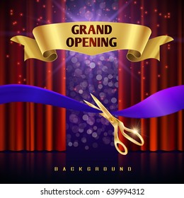Grand opening vector concept with red curtains