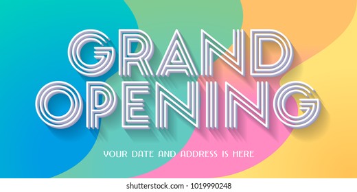 Grand opening vector illustration, background with retro style colors design. Template banner for opening event