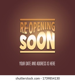 Grand opening or re opening vector illustration, background with open door. Template design element for opening or re-opening event can be used as banner