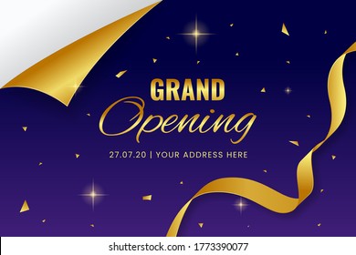 Grand opening vector illustration background with golden ribbon color