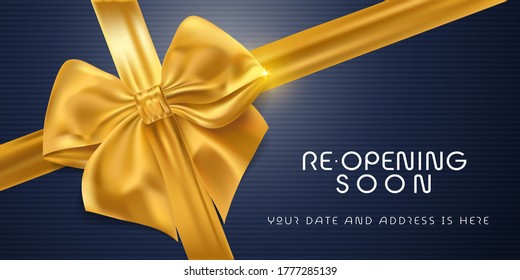Gran abertura o reapertura de ilustración vectorial, fondo. Elemento de diseño con cinta y arco para la ceremonia de apertura o reapertura