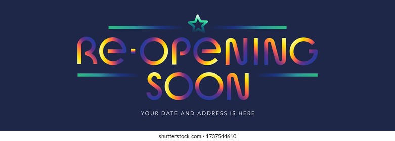 Grand opening or re opening vector illustration, banner. Design element with modern style text for opening or re-opening ceremony