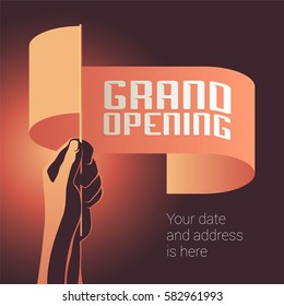 Grand opening vector illustration, banner for new store, shopping centre, etc. Template design element, decoration for opening event