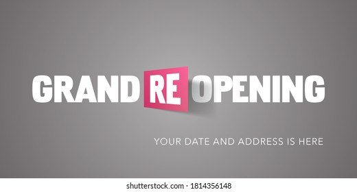 Grand opening or re opening vector illustration for new store. Template design element can be used as banner, flyer for opening or re-opening event