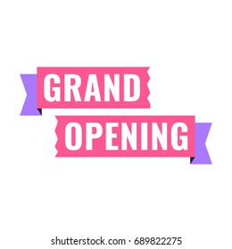 Grand opening. Vector ribbon icon illustration on white background. Business concept.