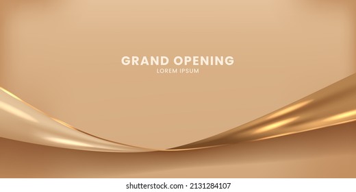 Grand opening with wavy soft golden satin fabric texture luxury elegant background