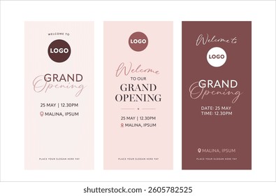 Grand Opening Welcome Banner Layout Design in Earth Tone.