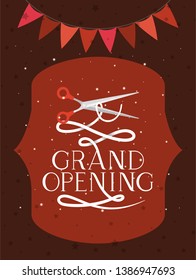 grand oppening frame with scissors