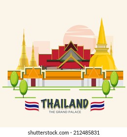 The Grand Palace. landmark of Bangkok, Thailand. ASEAN SET - vector illustration