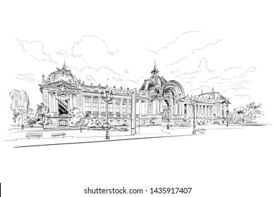 Grand Palace. Paris, France. Urban sketch. Hand drawn vector illustration