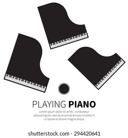 Grand piano and chair. Music instrument. Vector illustration