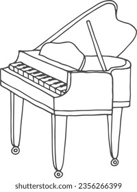 Grand piano doodle. Classic music instrument sketch
