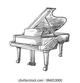 Grand Piano Doodle, a hand drawn vector doodle illustration of a grand piano.