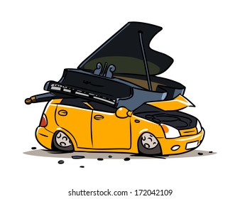 grand piano fell onto the car