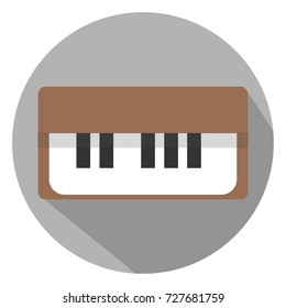 Grand piano flat icon with long shadows vector icon illustration