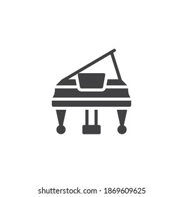 Grand piano front view vector icon. filled flat sign for mobile concept and web design. Piano music instrument glyph icon. Symbol, logo illustration. Vector graphics