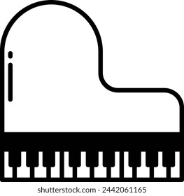 Grand Piano glyph and line vector illustration