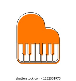 Grand piano icon. Isolated icon consisting of black thin contour and orange moved filling on different layers. White background
