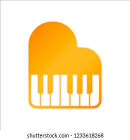 Grand piano icon. Orange sign with low light on white background