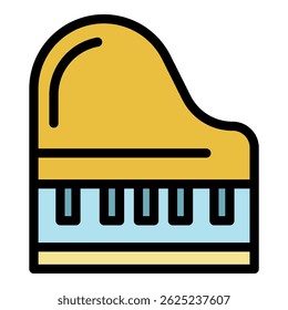 Grand piano icon. Outline grand piano vector icon color flat isolated