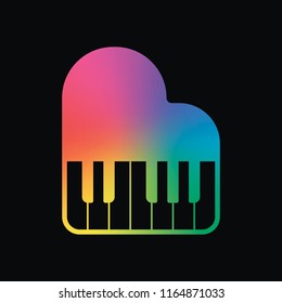 Grand piano icon. Rainbow color and dark background
