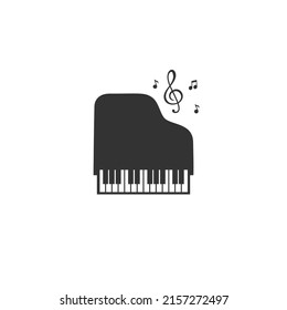 Grand Piano-Symbol, Silhouette, weißer Hintergrund, Vektorgrafik-Zeichen