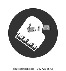 Grand piano icon silhouette on white background, vector
