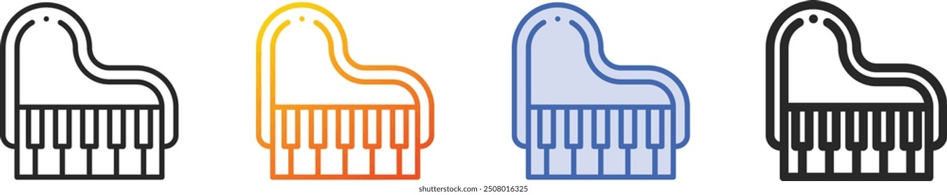 grand piano icon.Thin Linear, Gradient, Blue Stroke and bold Style Design Isolated On White Background