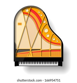 Grand Piano Interior. Vector.