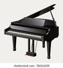 Grand Piano Isolated On White Background. Vector Illustration