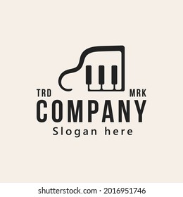 Grand  Piano Key logo design. vector illustration.