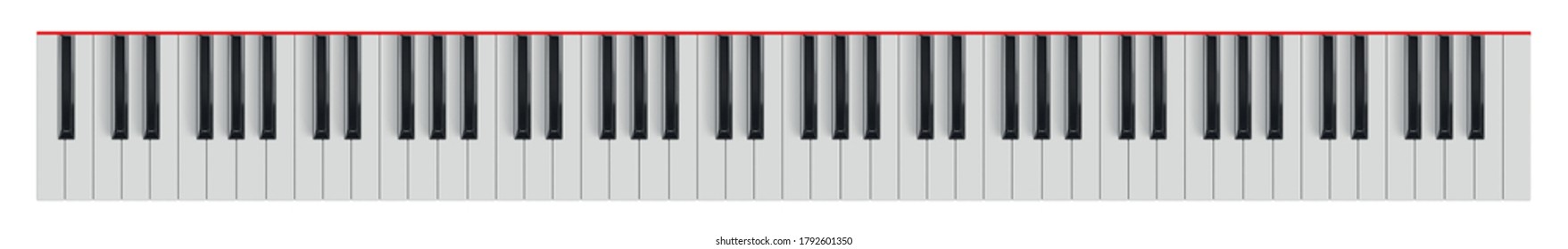 Grand piano keyboard. Realistic vector illustration for music design