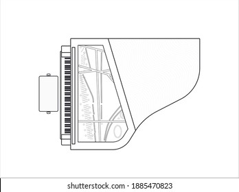 grand piano keyboard  top view stock vector illustration