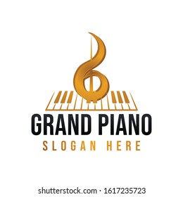 Grand Piano Logo Ideas. Inspiration logo design. Template Vector Illustration. Isolated On White Background