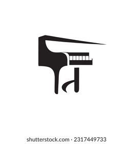 graue Piano-Logo-Illustration auf weißem Hintergrund